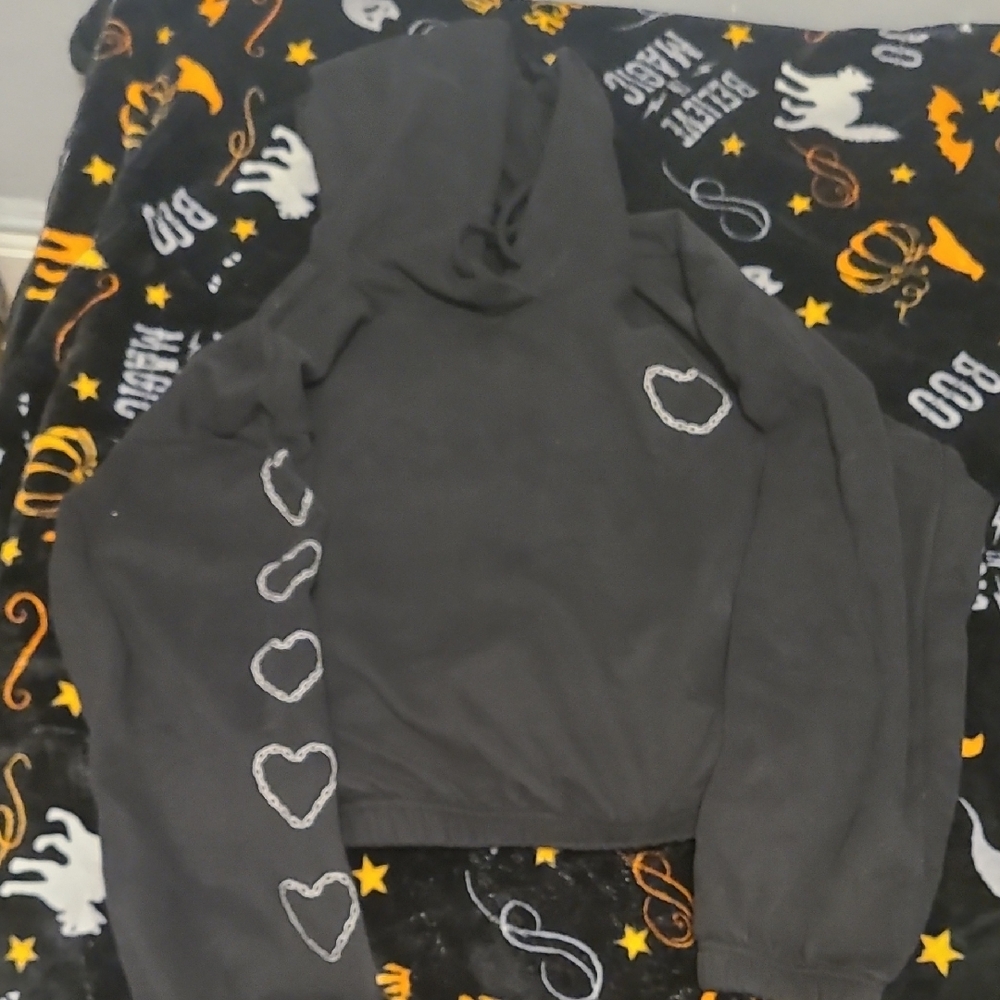 Chain Hearts Cropped Hoodie and Swearpants Set